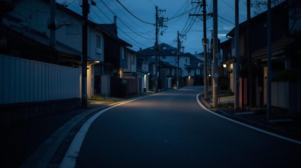 夕方の住宅街。